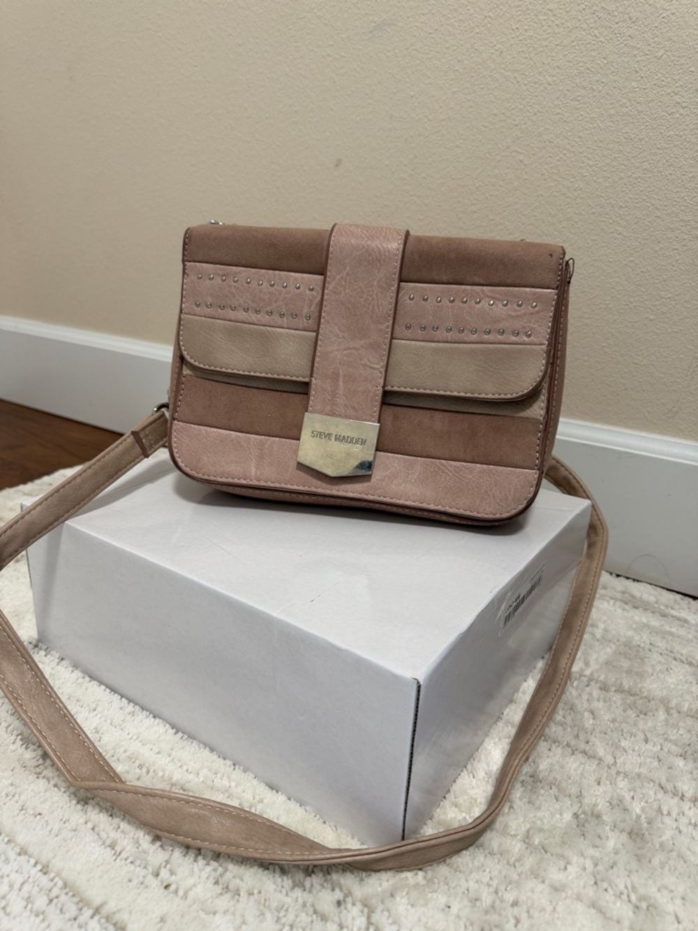 Steve Madden Dusty Rose and Beige Crossbody Bag